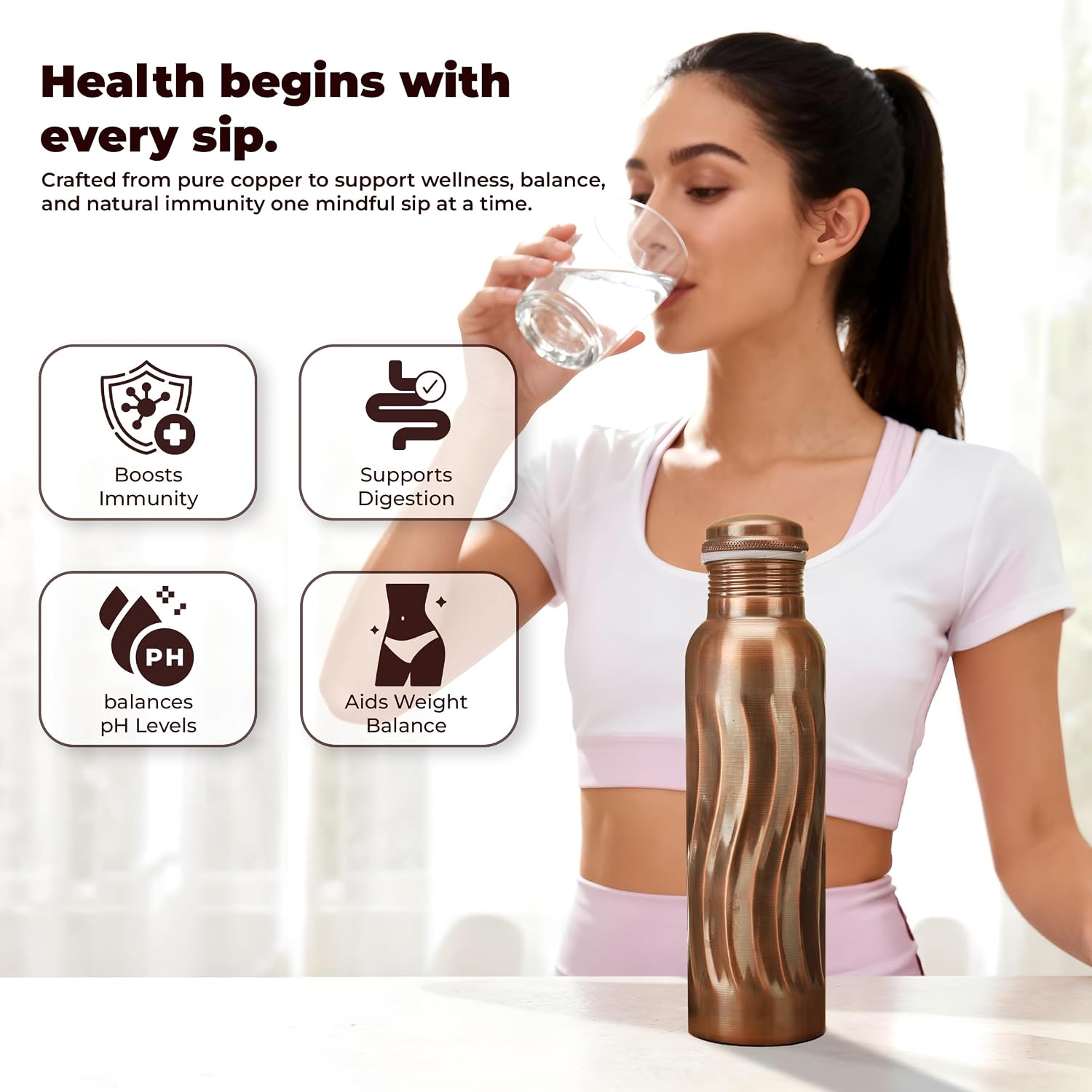 Bouteilles d'eau en cuivre ant - Ayurvedic & Herbal Wellness Kits avis et prix